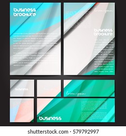 Corporate identity template set. Business stationery mock-up with colorful fading stripes. Branding design. Letter envelope, card, catalog, paper, notebook, presentation, letterhead. Vector