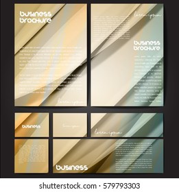 Corporate identity template set. Business stationery mock-up with colorful fading stripes. Branding design. Letter envelope, card, catalog, paper, notebook, presentation, letterhead. Vector