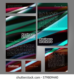 Corporate identity template set. Business stationery mock-up with colorful fading stripes. Branding design. Letter envelope, card, catalog, paper, notebook, presentation, letterhead. Vector
