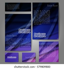 Corporate identity template set. Business stationery mock-up with colorful fading stripes. Branding design. Letter envelope, card, catalog, paper, notebook, presentation, letterhead. Vector