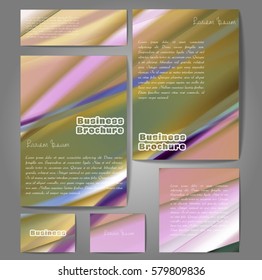 Corporate identity template set. Business stationery mock-up with colorful fading stripes. Branding design. Letter envelope, card, catalog, paper, notebook, presentation, letterhead. Vector
