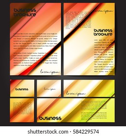 Corporate identity template set. Business stationery mock-up with colorful fading stripes. Branding design. Letter envelope, card, catalog, paper, notebook, presentation, letterhead. Vector