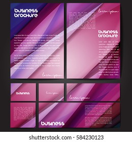 Corporate identity template set. Business stationery mock-up with colorful fading stripes. Branding design. Letter envelope, card, catalog, paper, notebook, presentation, letterhead. Vector