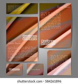 Corporate identity template set. Business stationery mock-up with colorful fading stripes. Branding design. Letter envelope, card, catalog, paper, notebook, presentation, letterhead. Vector