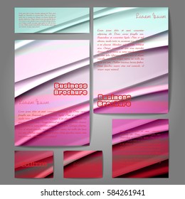 Corporate identity template set. Business stationery mock-up with colorful fading stripes. Branding design. Letter envelope, card, catalog, paper, notebook, presentation, letterhead. Vector