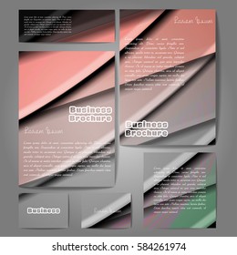 Corporate identity template set. Business stationery mock-up with colorful fading stripes. Branding design. Letter envelope, card, catalog, paper, notebook, presentation, letterhead. Vector