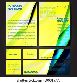 Corporate identity template set. Business stationery mock-up with colorful fading stripes. Branding design. Letter envelope, card, catalog, paper, notebook, presentation, letterhead. Vector