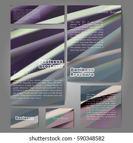Corporate identity template set. Business stationery mock-up with colorful fading stripes. Branding design. Letter envelope, card, catalog, paper, notebook, presentation, letterhead. Vector