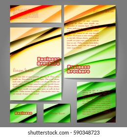 Corporate identity template set. Business stationery mock-up with colorful fading stripes. Branding design. Letter envelope, card, catalog, paper, notebook, presentation, letterhead. Vector