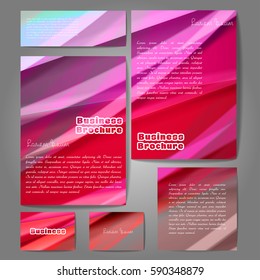Corporate identity template set. Business stationery mock-up with colorful fading stripes. Branding design. Letter envelope, card, catalog, paper, notebook, presentation, letterhead. Vector