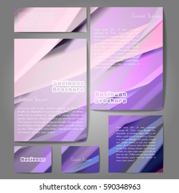Corporate identity template set. Business stationery mock-up with colorful fading stripes. Branding design. Letter envelope, card, catalog, paper, notebook, presentation, letterhead. Vector