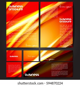 Corporate identity template set. Business stationery mock-up with colorful fading stripes. Branding design. Letter envelope, card, catalog, paper, notebook, presentation, letterhead. Vector