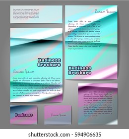 Corporate identity template set. Business stationery mock-up with colorful fading stripes. Branding design. Letter envelope, card, catalog, paper, notebook, presentation, letterhead. Vector