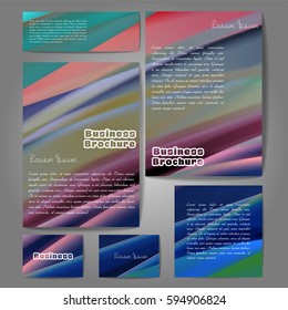 Corporate identity template set. Business stationery mock-up with colorful fading stripes. Branding design. Letter envelope, card, catalog, paper, notebook, presentation, letterhead. Vector