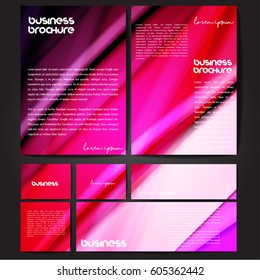 Corporate identity template set. Business stationery mock-up with colorful fading stripes. Branding design. Letter envelope, card, catalog, paper, notebook, presentation, letterhead. Vector