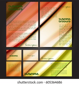 Corporate identity template set. Business stationery mock-up with colorful fading stripes. Branding design. Letter envelope, card, catalog, paper, notebook, presentation, letterhead. Vector