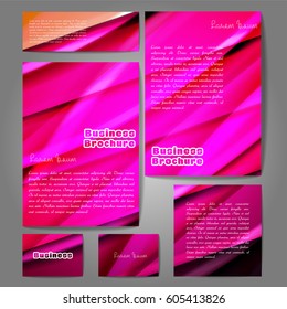Corporate identity template set. Business stationery mock-up with colorful fading stripes. Branding design. Letter envelope, card, catalog, paper, notebook, presentation, letterhead. Vector