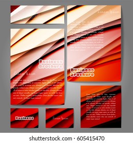 Corporate identity template set. Business stationery mock-up with colorful fading stripes. Branding design. Letter envelope, card, catalog, paper, notebook, presentation, letterhead. Vector