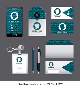 corporate identity template set business stationery mock-up with emblem branding design