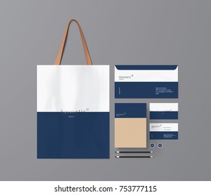 Corporate identity template set. Business stationery mock-up with logo template. Set of envelope, card, package, notebook, etc. Vector illustration.