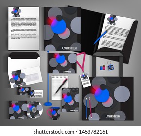 Corporate identity template. Set with gray and blue circles. Modern trendy style. Vector illustration