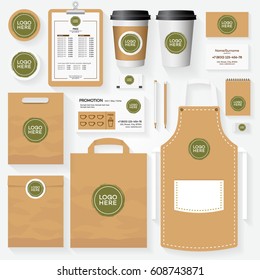 Corporate identity template set with logo for use vegan market. Vector Illustration