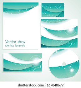 Corporate identity template. Shiny waves. EPS10, transparent elements