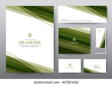 Corporate Identity Template, Spa Hotel Leaf Texture, Vector illustration