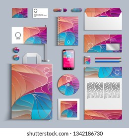 Corporate identity template in trendy colors in modern art nouveau style. Vector company style for brandbook and guideline. Creative Business stationery. Vector Illustration. EPS 10