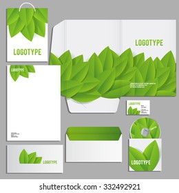 Corporate identity template. Vector company style for brandbook and guideline. ECO style  and green colors.
