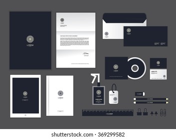 Corporate Identity Template For Your Business Includes CD Cover, Business Card, Folder, Ruler, Envelope And Letter Head Designs H