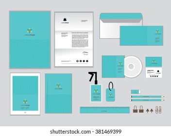 corporate identity template for your business includes CD Cover, Business Card, folder, ruler, Envelope and Letter Head Designs Q
