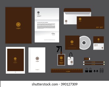 corporate identity template for your business includes CD Cover, Business Card, folder, ruler, Envelope and Letter Head Designs, set 1