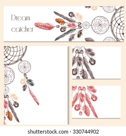 Corporate identity templates with hand drawn dream catcher for design