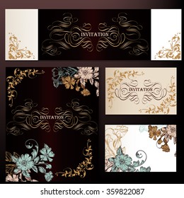 Corporate identity templates with luxury floral design