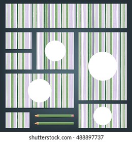 Corporate identity templates. Set of vector backgrounds. Set of corporate identity templates with striped grunge texture. Vector illustration.