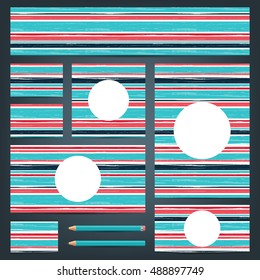Corporate identity templates. Set of vector backgrounds. Set of corporate identity templates with striped grunge texture. Vector illustration.