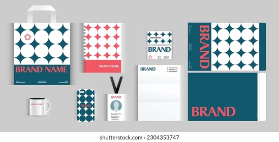 Corporate identity. Vector. Abstract patterns and branding. Elements for business. Example of using geometric illustrations in design.