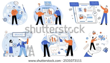 Corporate identity vector illustration. Strategy, roadmap, outlines deliberate steps corporation takes to establish its identity Business strategy, compass, navigates corporation through dynamic