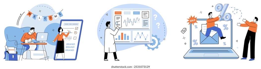 Ilustración vectorial identitaria Corporativa. Estilo Corporativa, firma, deja huella indeleble en el negocio de la representación visual Corporación, núcleo, encarna principios fundamentales y guía identitaria