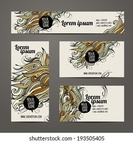 Corporate Identity vector templates set with art ornamental theme