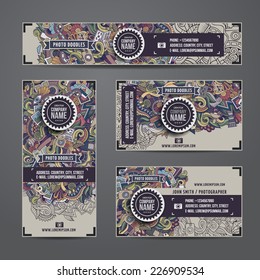 Corporate Identity vector templates set with doodles photo theme