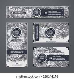 Corporate Identity vector templates set with doodles photo theme