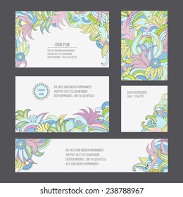 Corporate identity vector templates set with art ornamental theme