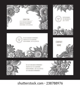 Corporate identity vector templates set with art ornamental theme