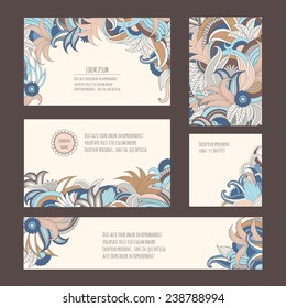 Corporate identity vector templates set with art ornamental theme