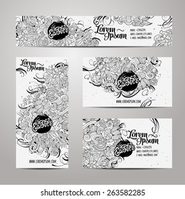 Corporate Identity vector templates set with doodles easter theme