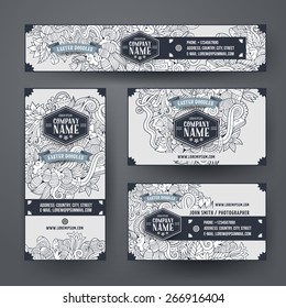 Corporate Identity vector templates set with doodles easter theme