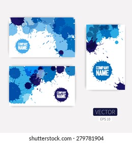 Corporate Identity vector templates set with watercolor paint abstract background. Vector illustration