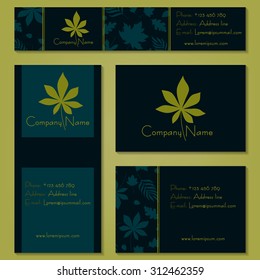 Corporate Identity vector templates set with leaf